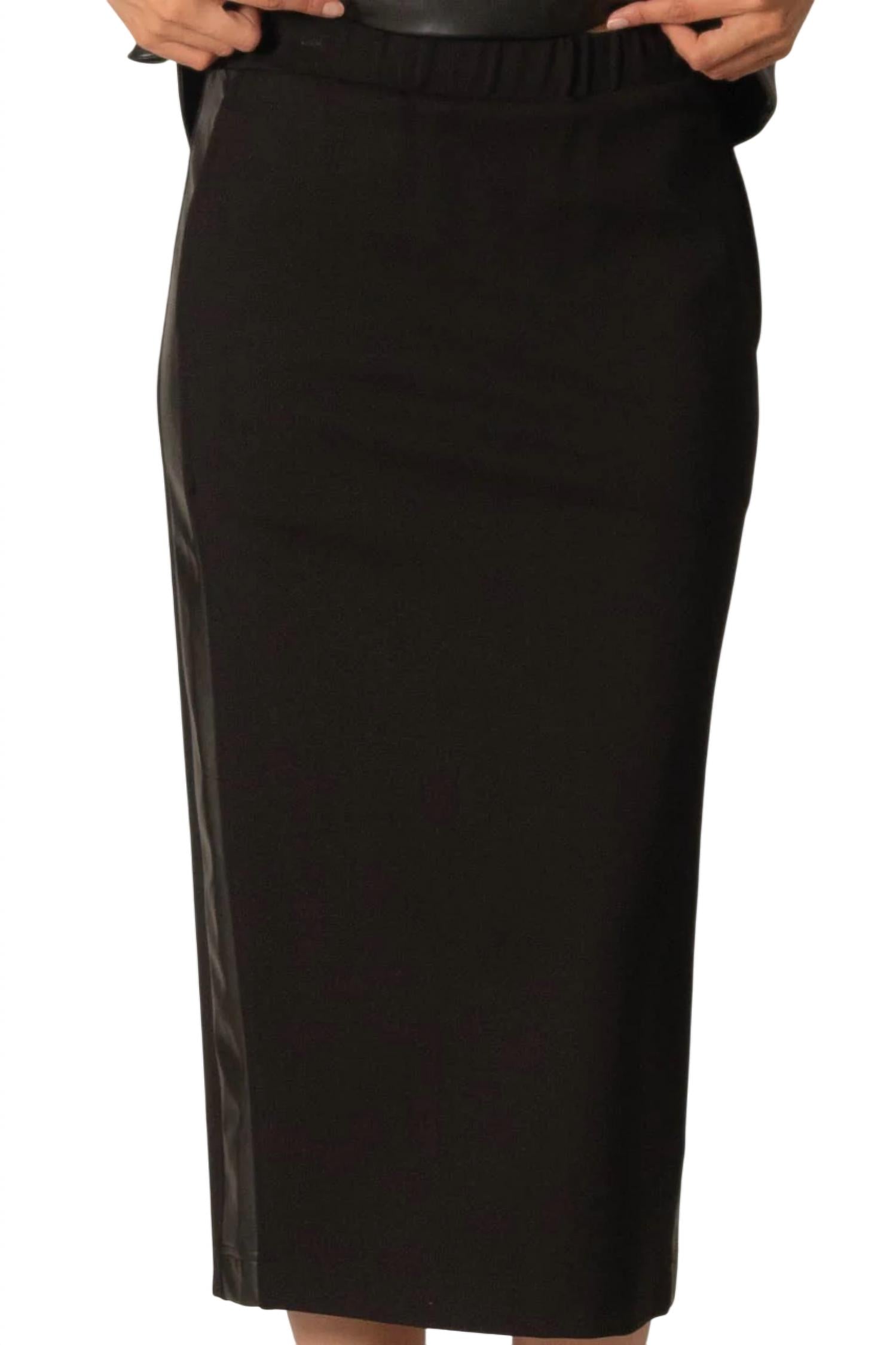 Before You - Fitted Ponte & Faux Leather Skirt
