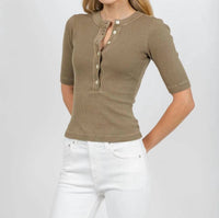Citizens Of Humanity - Nali Short Sleeve Henley Tee