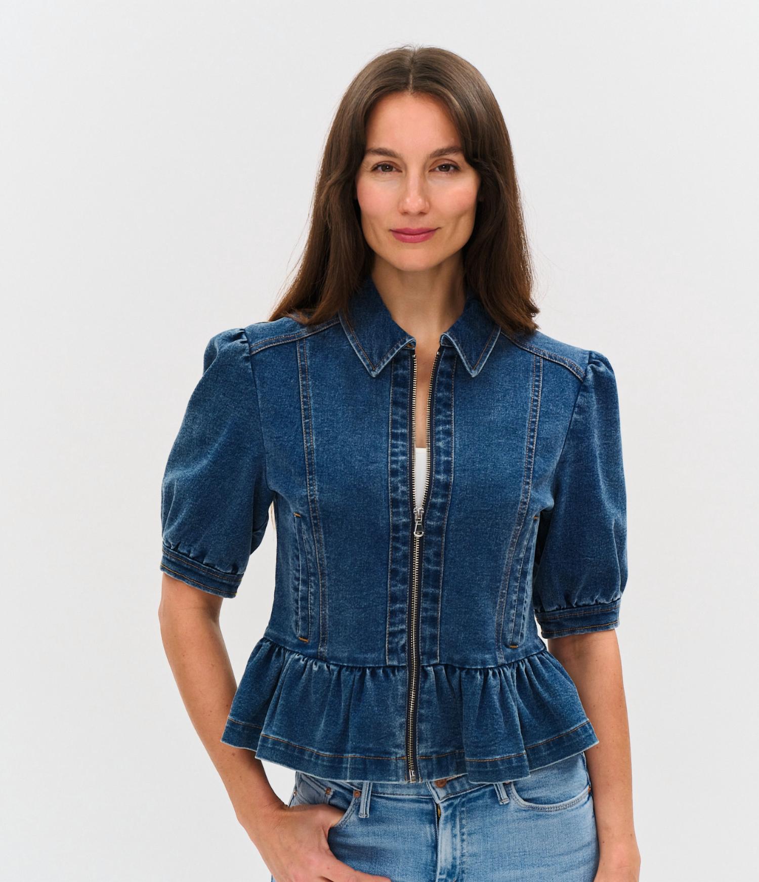 Six/Fifty - Women's The Delancey Denim Peplum Jacket