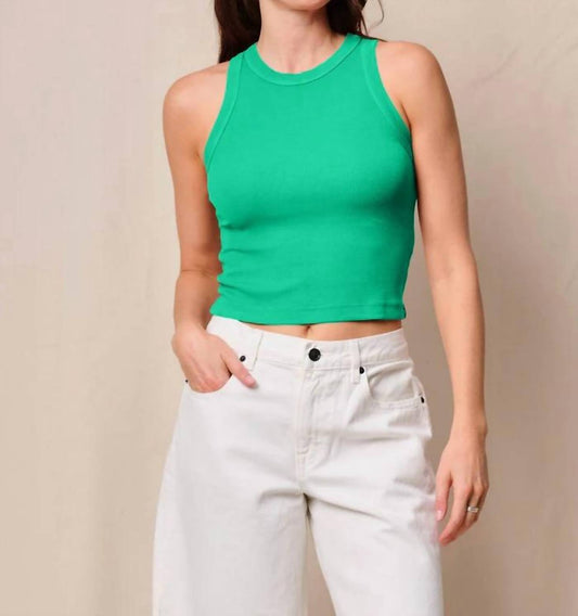 Stateside - Fine 2x1 Rib Cropped High Neck Top