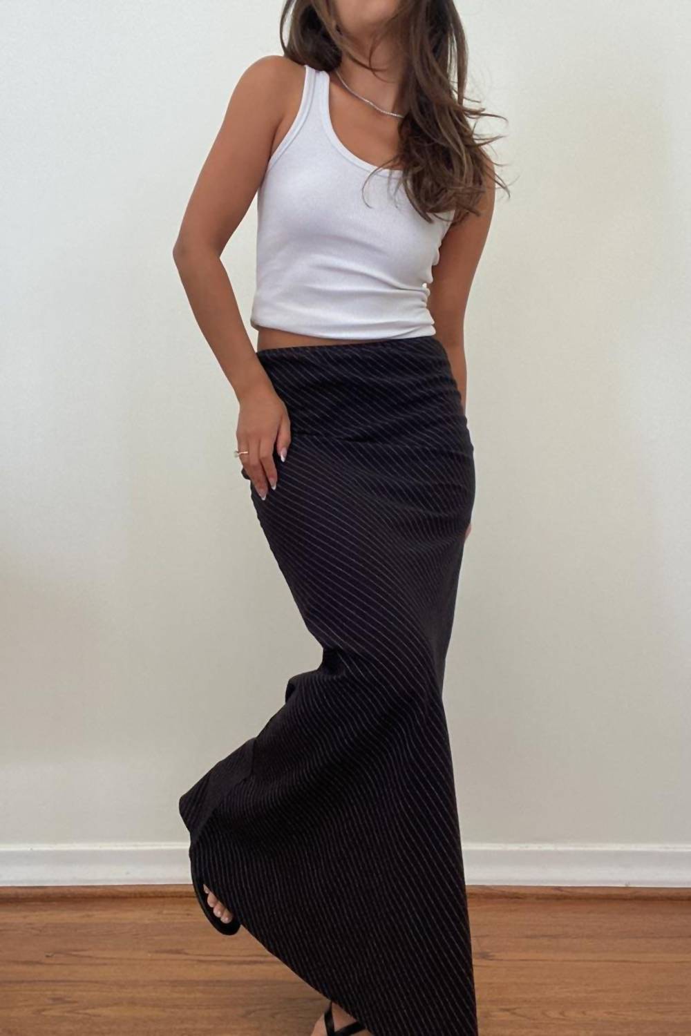 Et Clet - Stripe Bias Cut Maxi Skirt