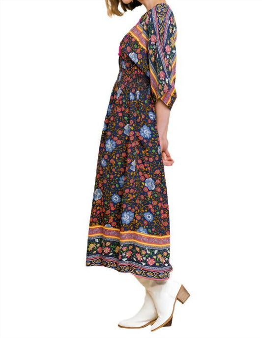Umgee - Floral Smocked Waist Maxi Dress