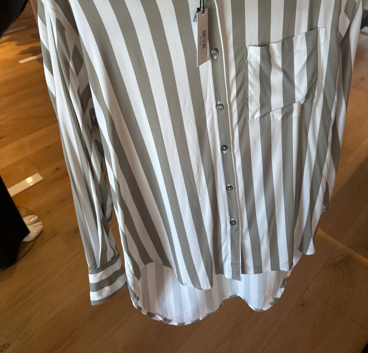 ANEMOS Women's Pool Shirt in natural and white stripe - women's shirt