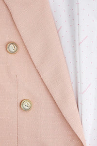 DOUBLE-BREASTED TEXTURED WOVEN BLAZER