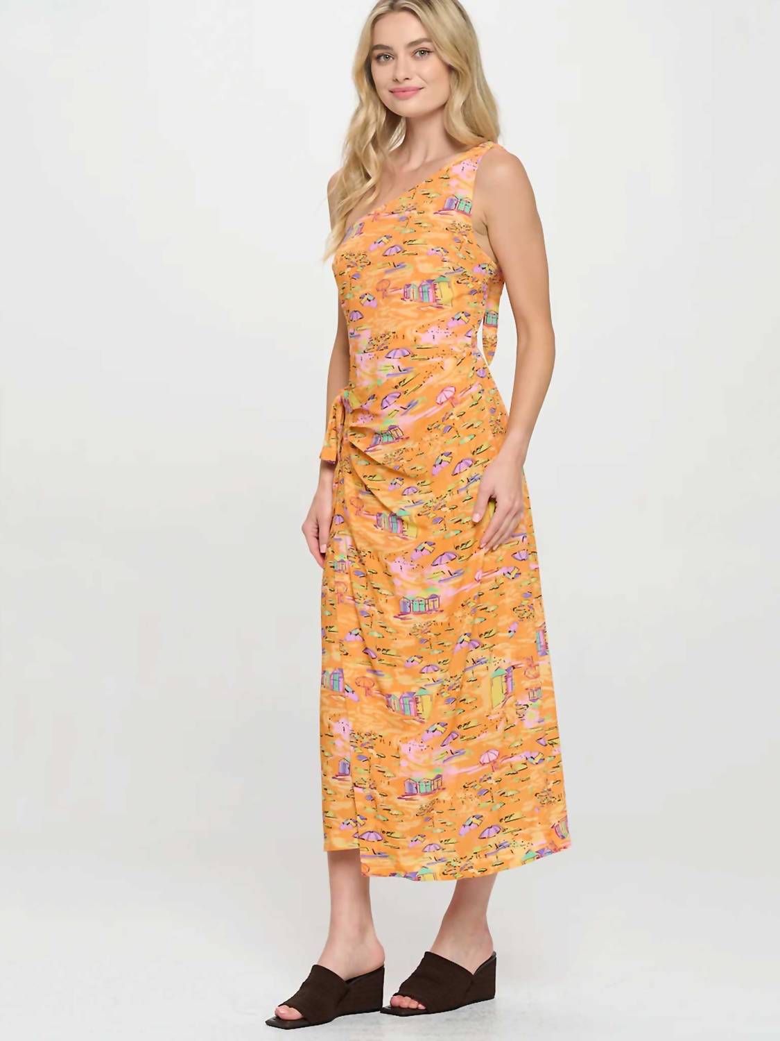 Meet Me In Santorini - One Shoulder Wrap Midi Dress