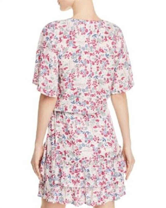 Aqua - Tie Front Floral Crop Blouse