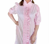 Boho Chic - Striped Ruffle Trim Dress