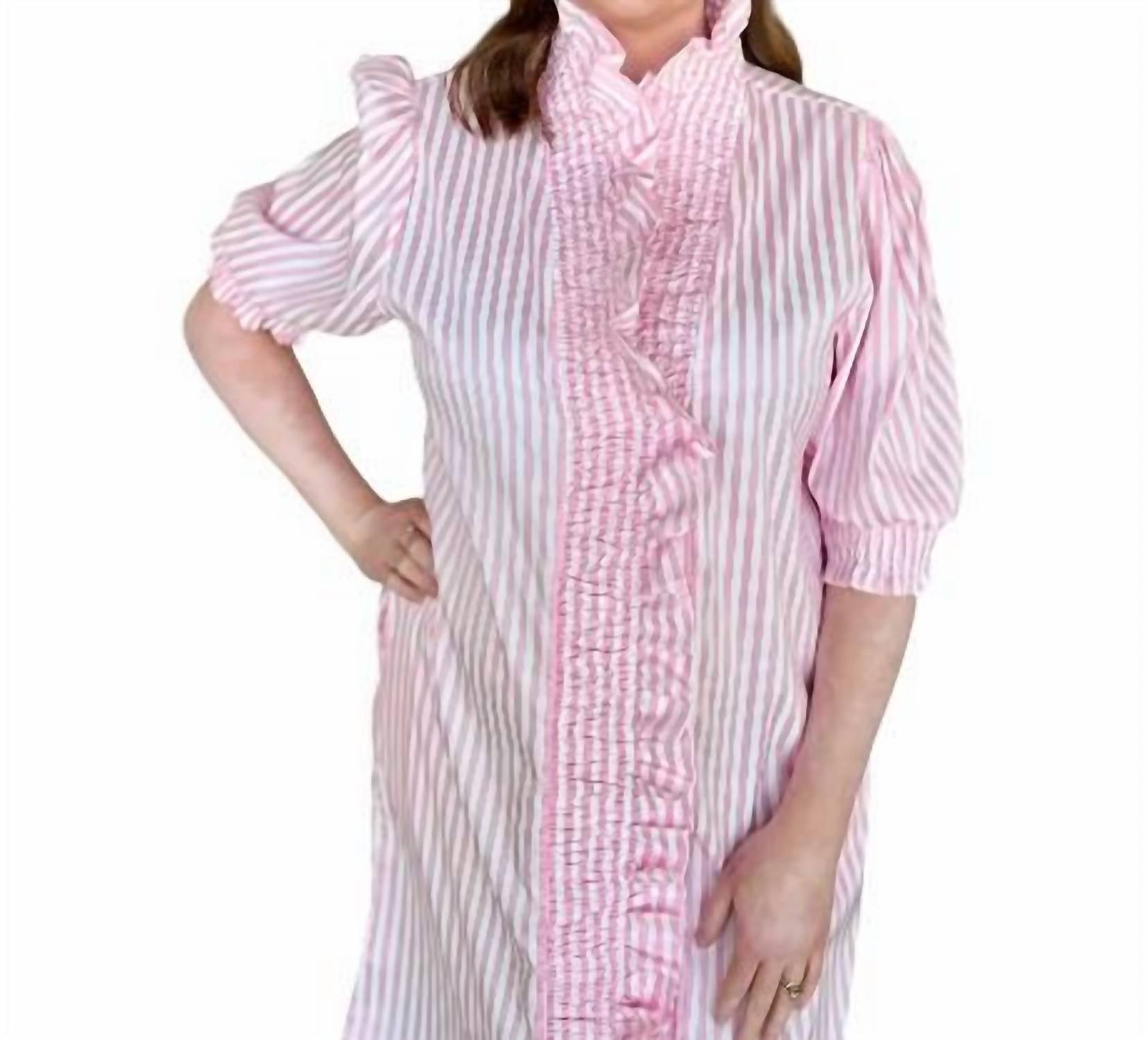 Boho Chic - Striped Ruffle Trim Dress
