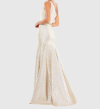 Mac Duggal - One Shoulder Metallic Ruffledevening Gown