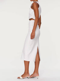 DL1961 - Women's Lexie Button Front Midi Skirt in white - women's skirt - alternate view