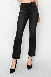 RISEN High Rise Crop Straight Jeans in black - women's pants - alternate view