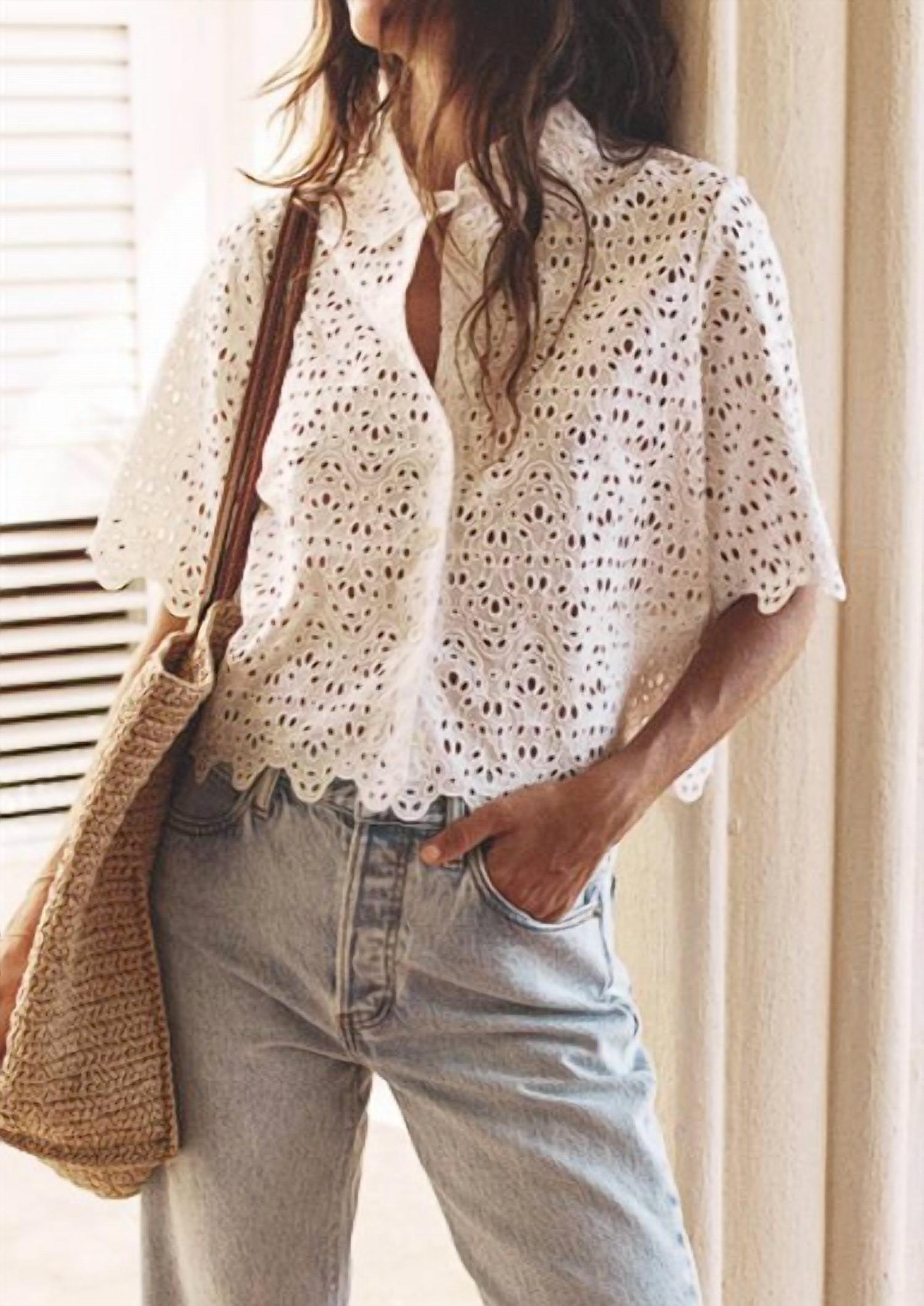 Frame - Deco Eyelet Top