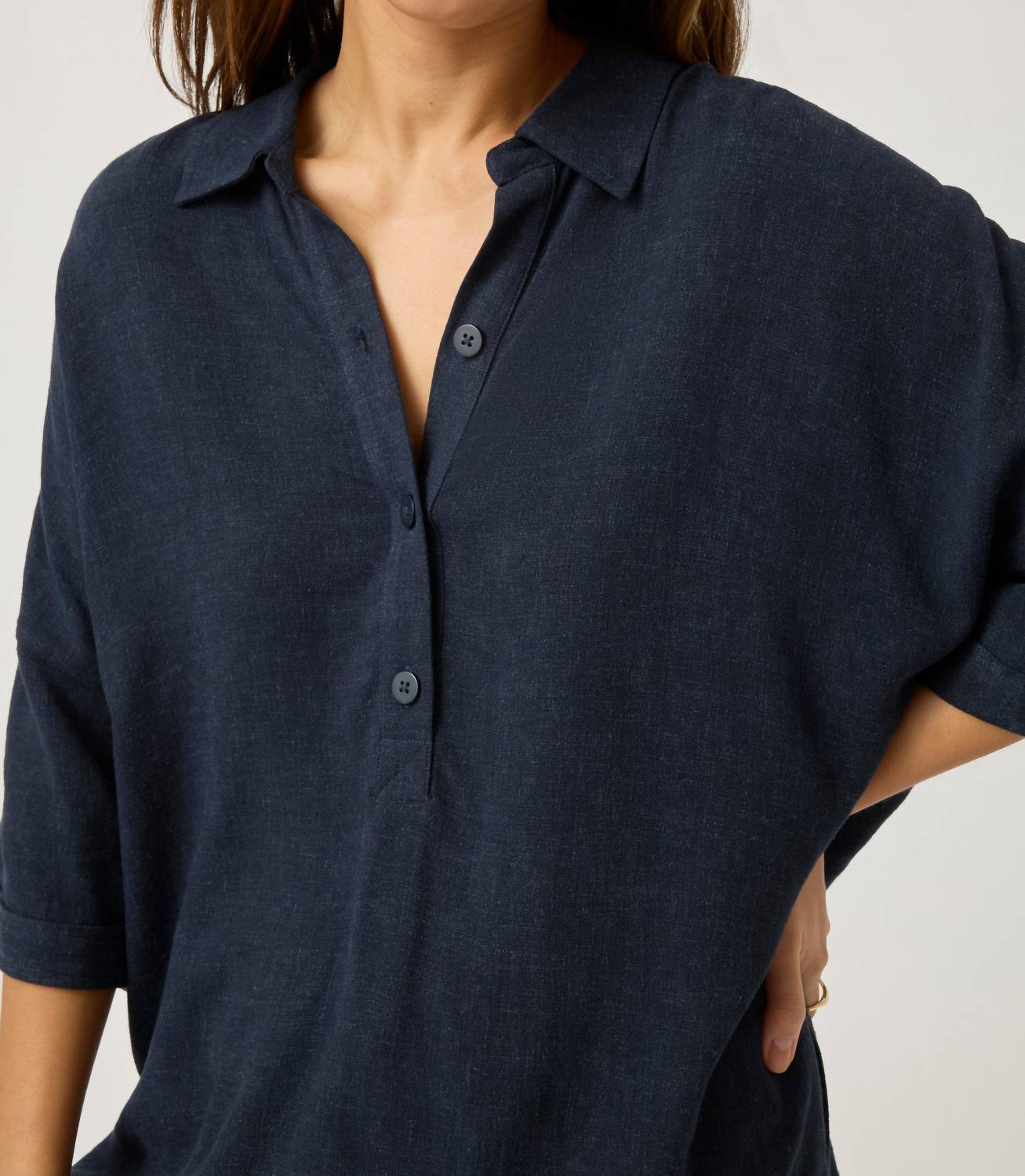 Splendid Coastal Elbow Length Sleeves Top in navy - women's blouse - view 4