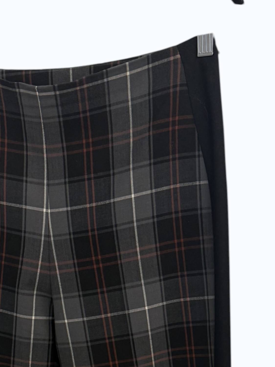 Pier Antonio Gaspari Women's High-Rise Relaxed Pants in white grey red plaid - women's pants - detail view