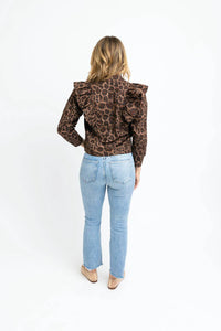 Karlie - Animal Print Ruffle Button Top