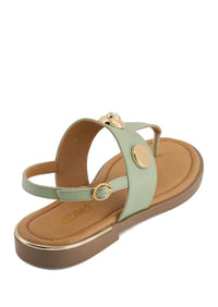 Andrea Women's Stylish Flat Sandal in green - women's sandal - detail view