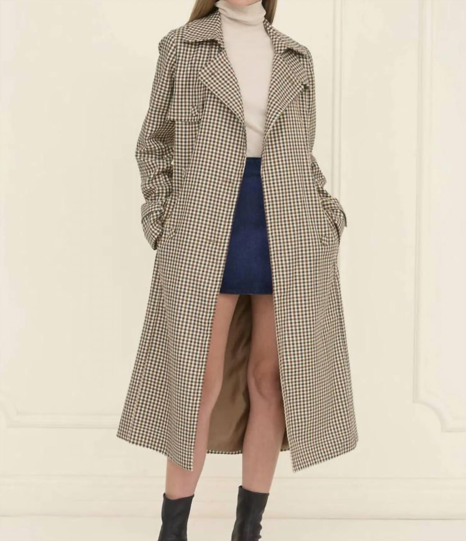 Lola New York - Clyde Plaid Belted Trench Coat