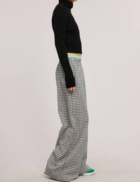 Mimosa Mid Rise Elasticized Waistband Gingham Pattern Pants in black - women's pants - alternate view