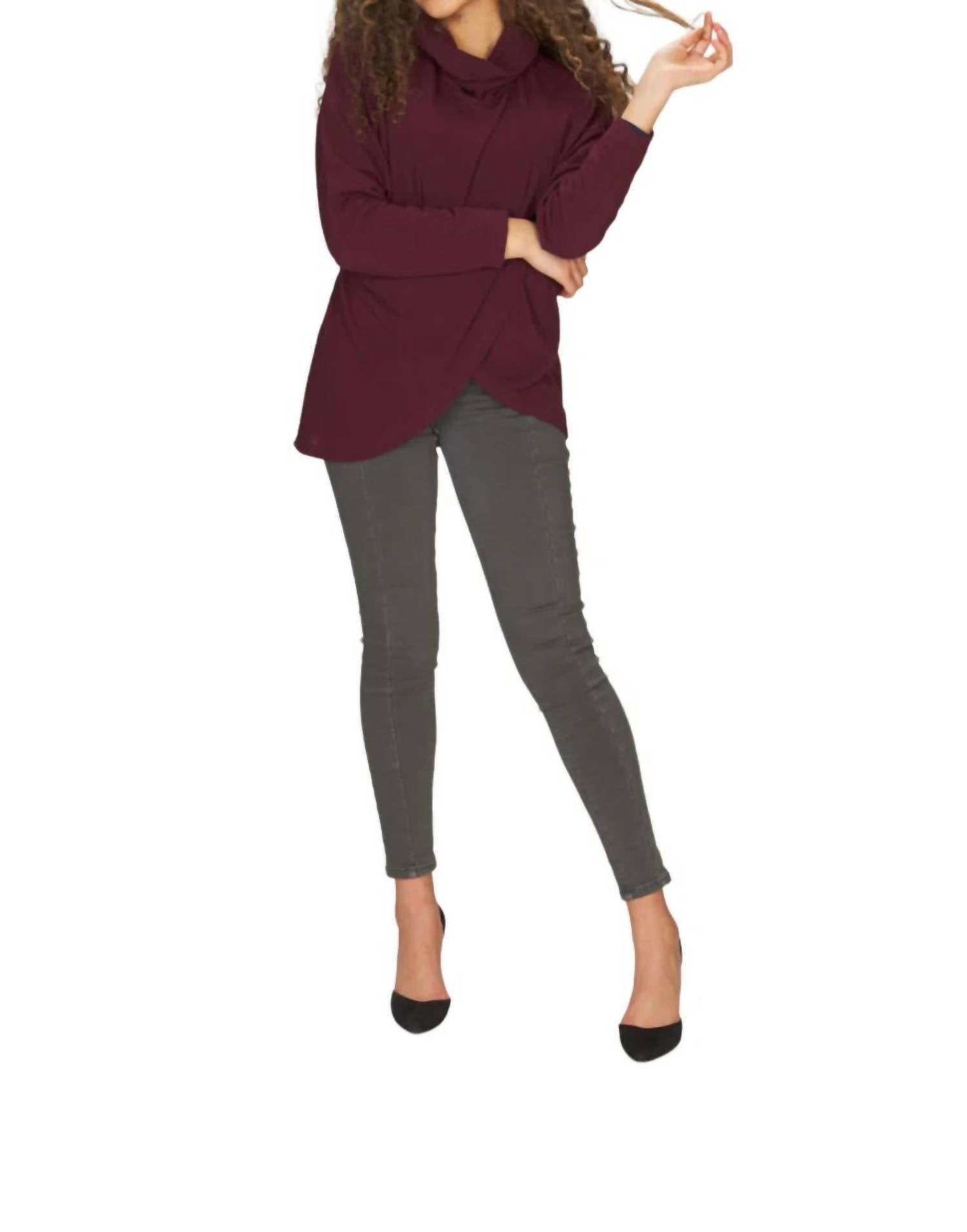 Papillon - Cowl Neck Crossover Front Sweater