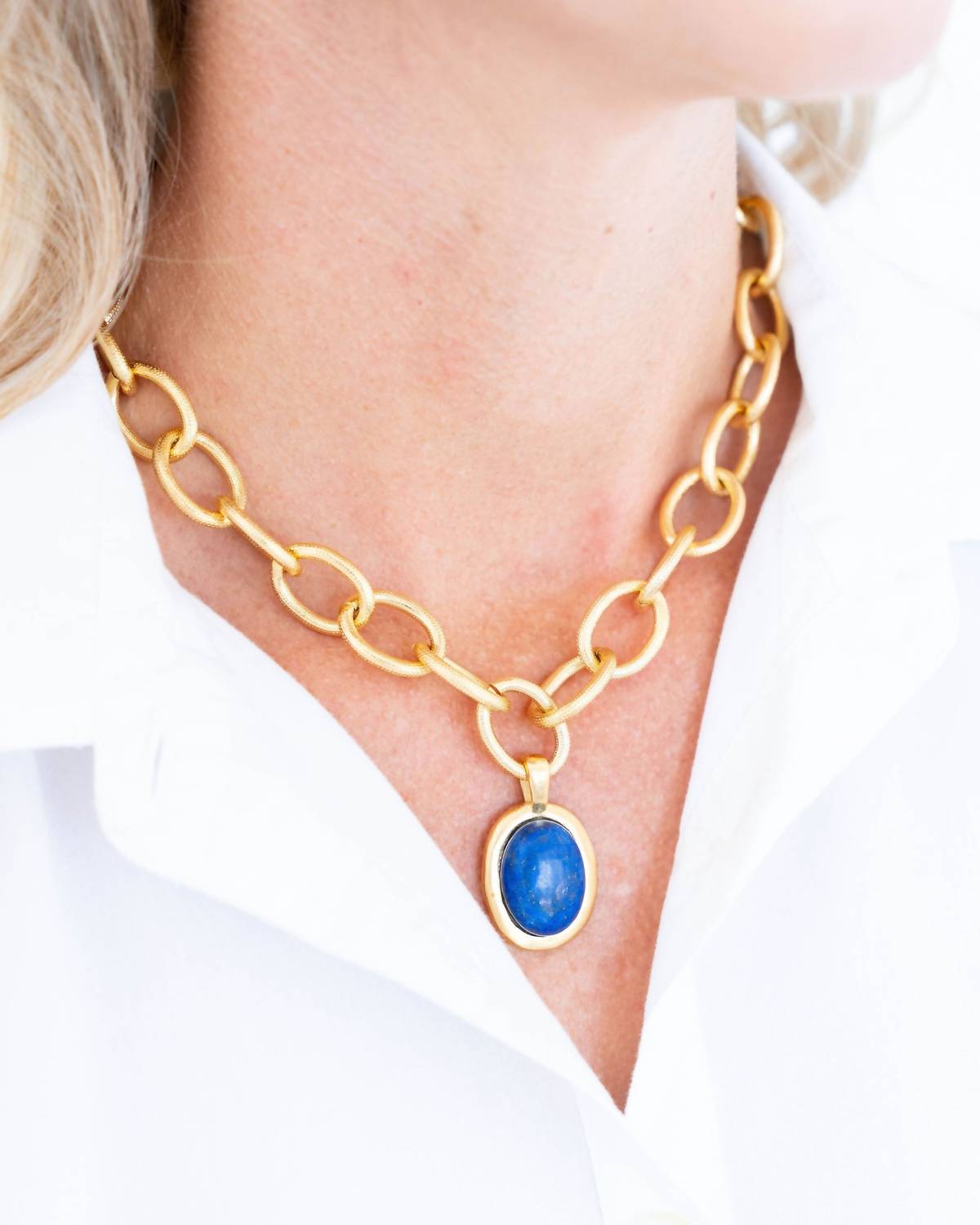 Susan Shaw - Women's Cabochon Loop Chain Necklace