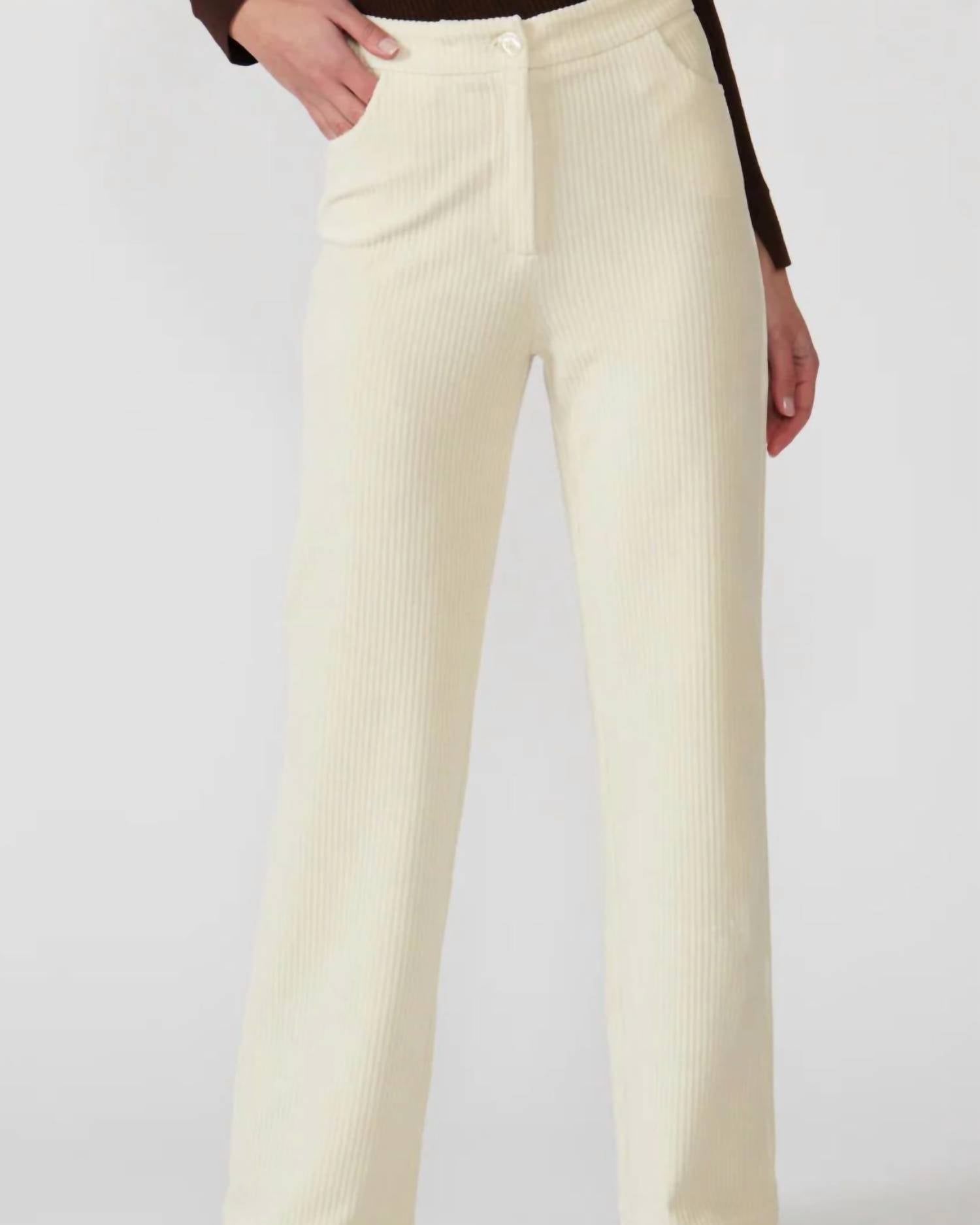 LUCY PARIS Adam Corduroy Pant in cream - women's pants - detail view