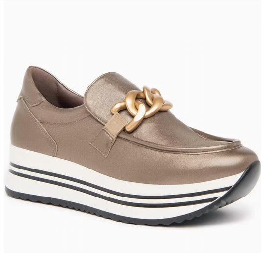 Nerogiardini - Women's Metallic Chain Slip-on Flatform Sneakers