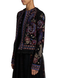 Johnny Was Women's Katiuska Short Fringe Jacket in black - women's jacket - alternate view