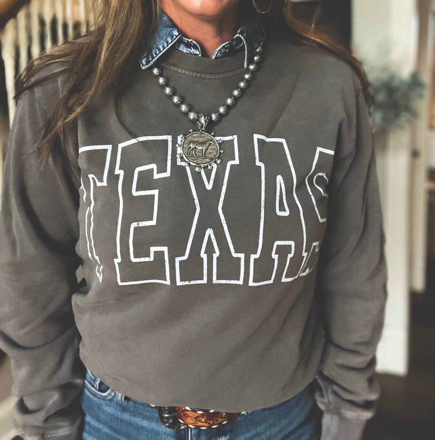 Zutter Texas Crew Sweatshirt in mocha - women's top - view 6
