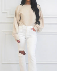 Zenana - Staple Moment Boat Neck Balloon Sleeve Sweater