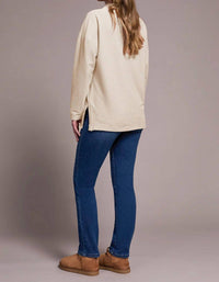 Tribal - Funnel Neck Tunic With Side Slits