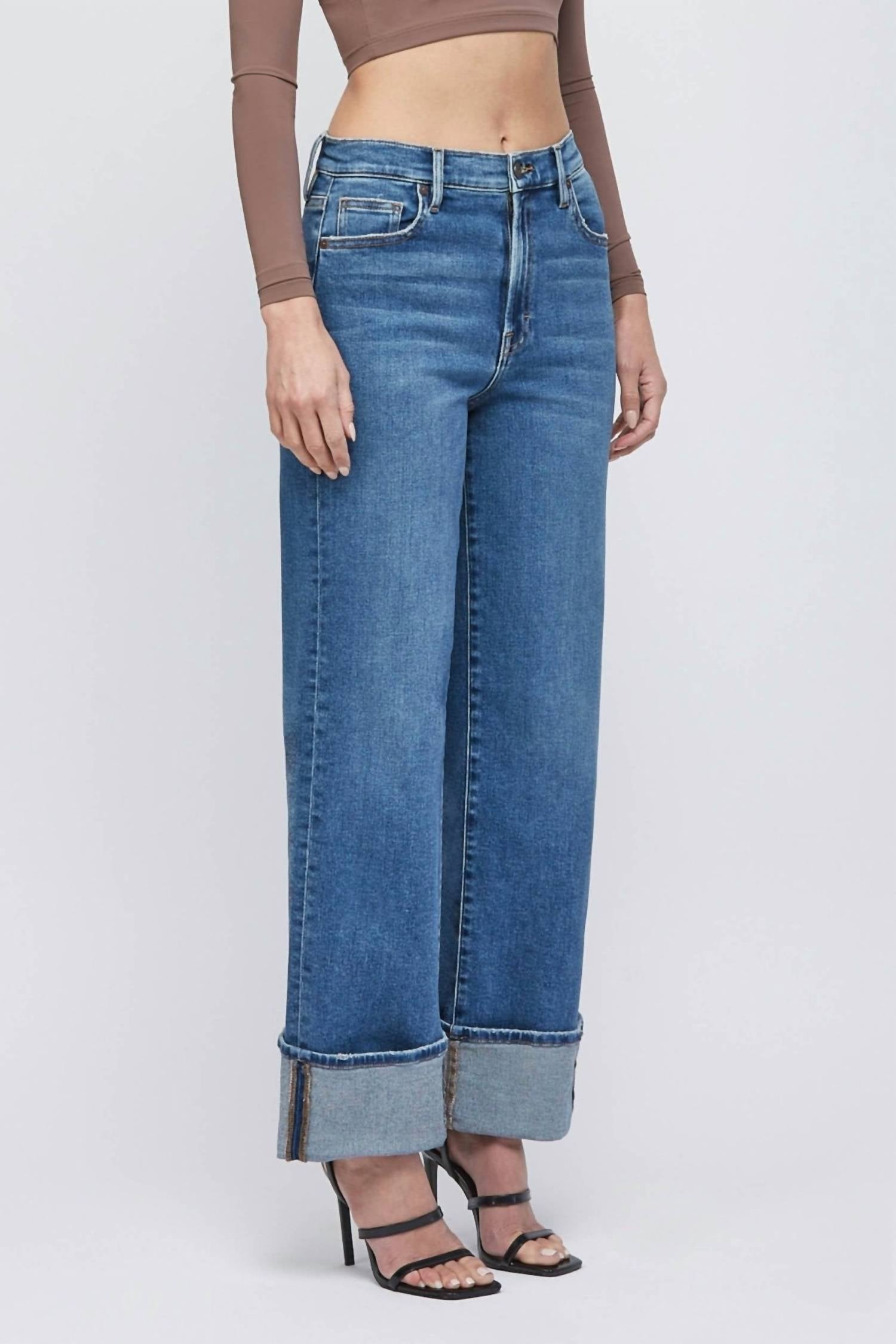 Hidden - High Rise Cuffed Denim Jeans