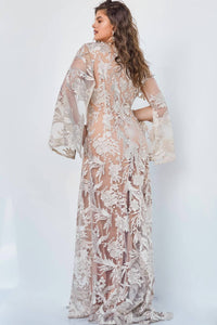 Jovani - Cape Sleeve Lace Dress