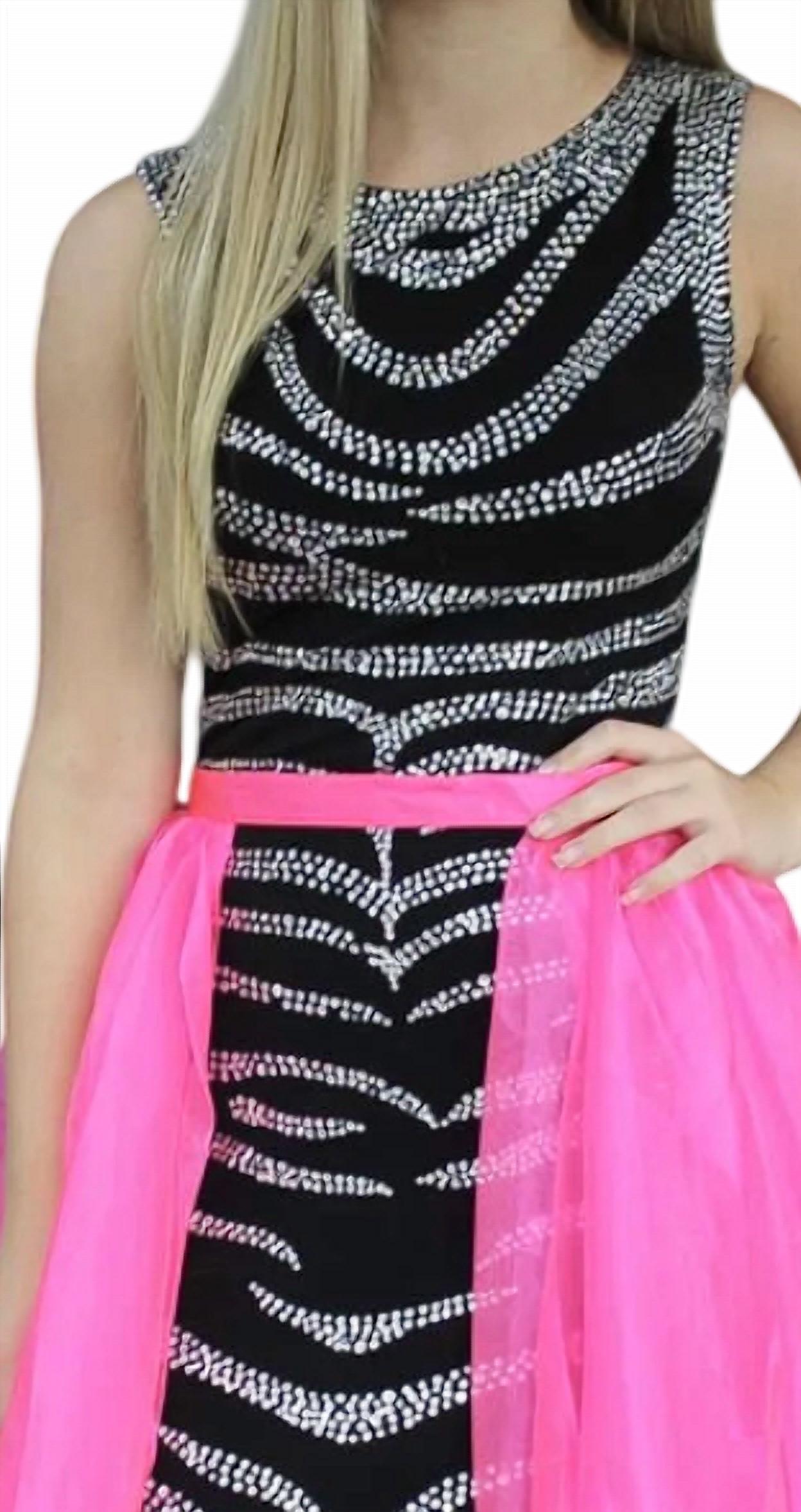 Johnathan Kayne Overskirt Gown in hot pink - women's dress - detail view