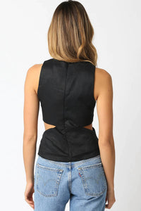 Olivia Von Halle - Metro Cut Out Linen Top