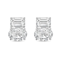 Diana M Jewels - Women's Emerald & Oval Lab-grown Diamond Stud Earrings (6.00 Tcw) - Elegant