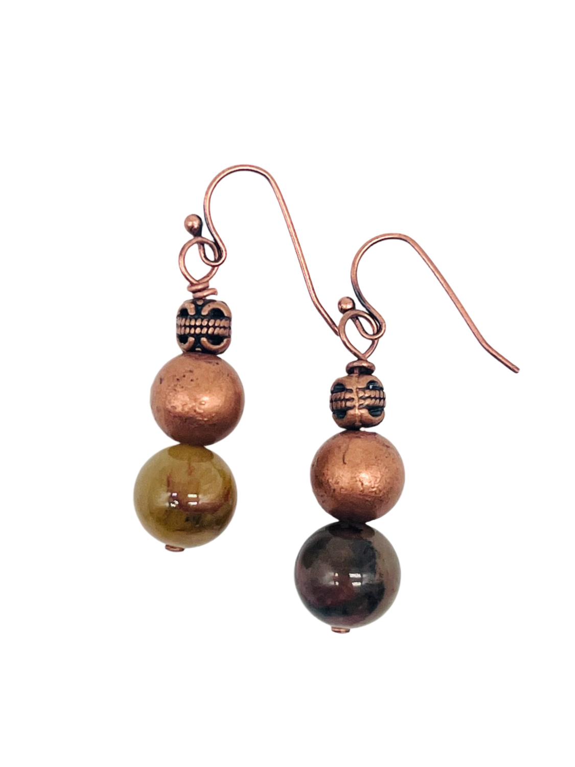 Jewelit Women's Agate And Copper Earrings in green - women's jewelry