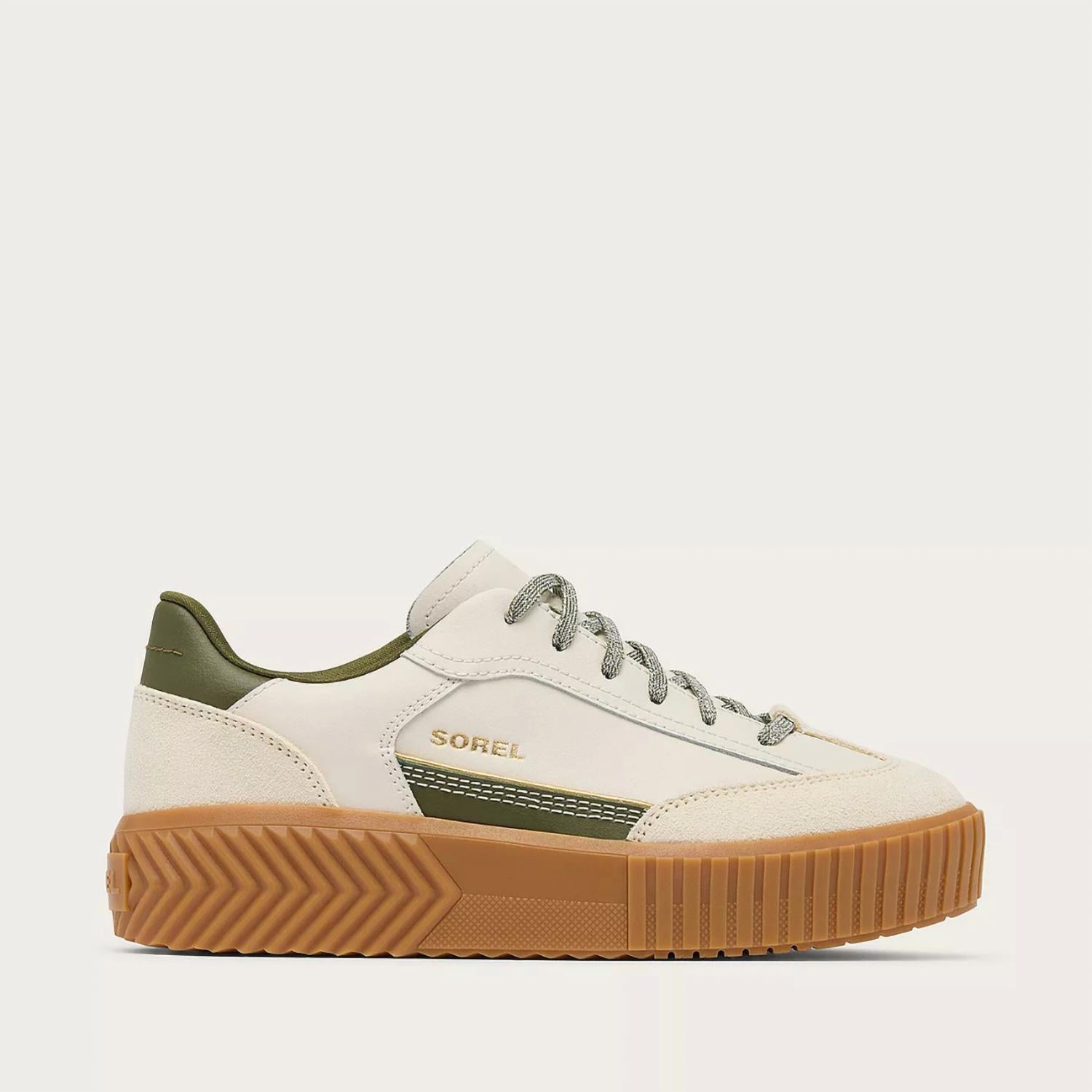SOREL Women's Ona Ave T-Toe Sneaker in chalk utility green - women's sneaker