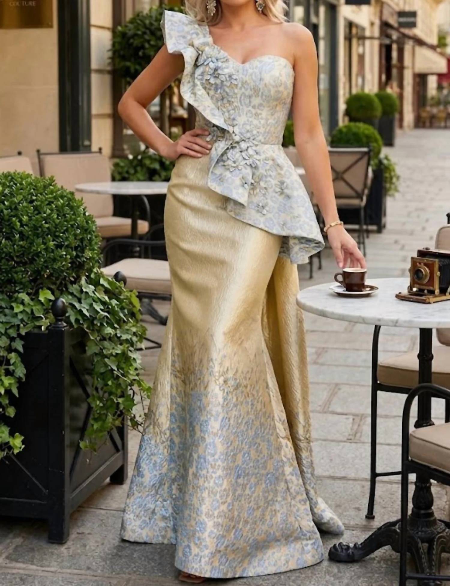 Terani Couture - Elegant Sophisticated Evening Prom Long Formal Jacquard Dress