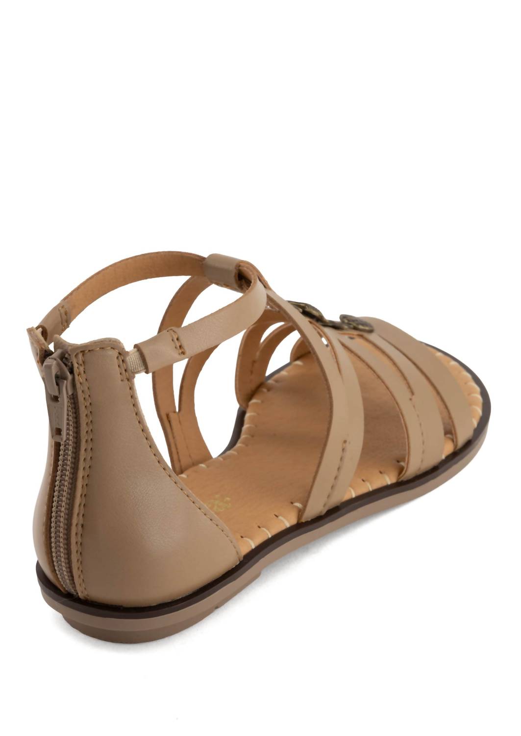 Andrea Women's Gladiator-inspired Flat Sandal in light brown - women's sandal - detail view
