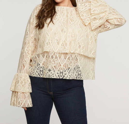 Mat Fashion - LACEY TIERED LONG SLEEVE BLOUSE