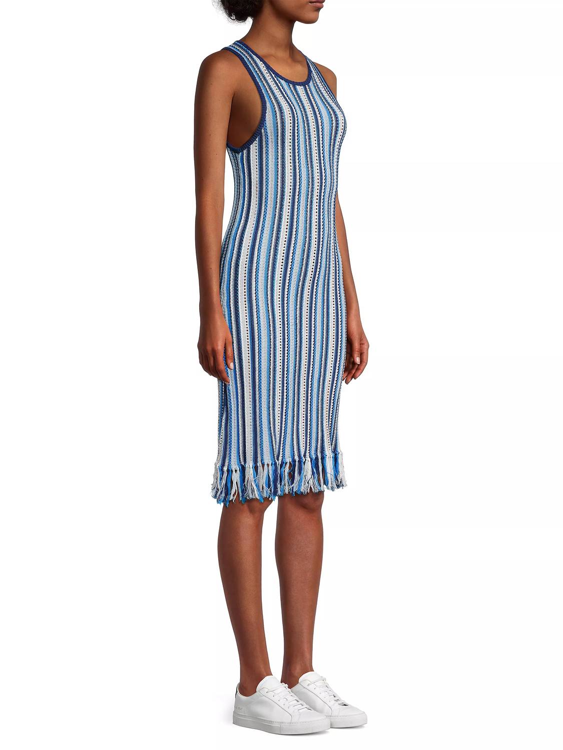 White + Warren - Mercerized Cotton Fringe Dress