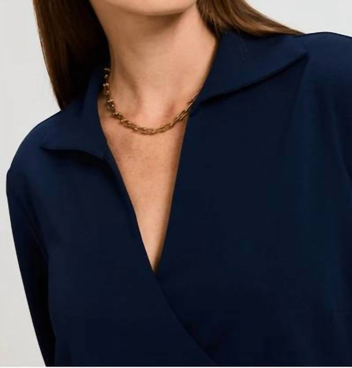 Foxcroft - Rosie Knit Crepe Wrap Long Sleeve Shirt