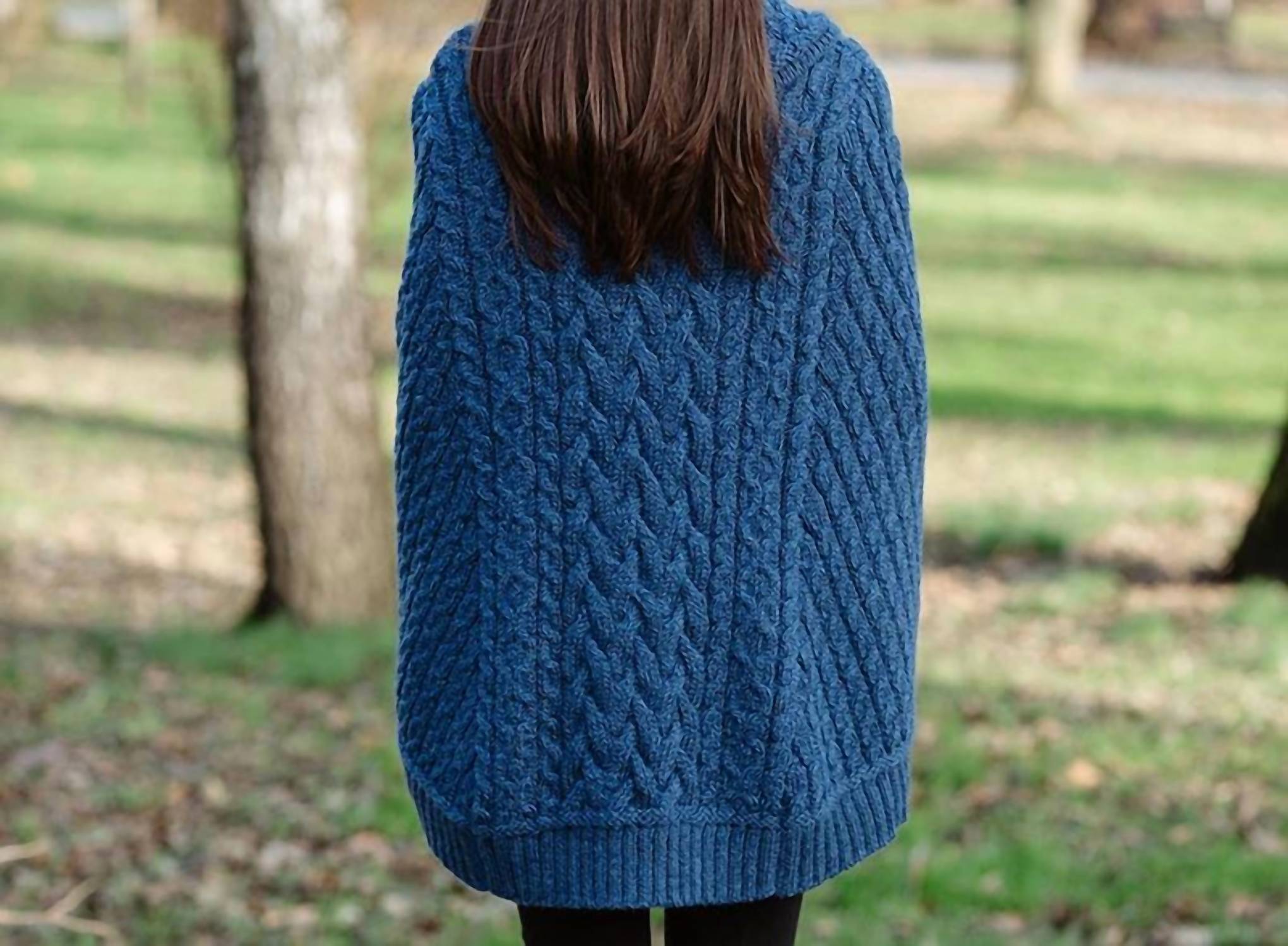 Saol Knitwear - Cowl Neck Button Poncho