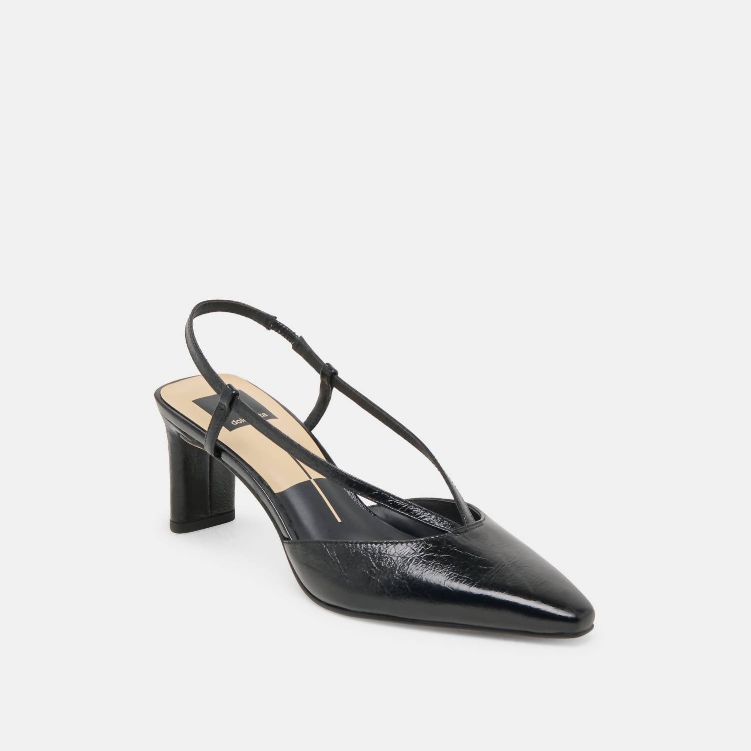 Dolce Vita Women's Ginay Slingback Heels in black leather - women's heels - detail view
