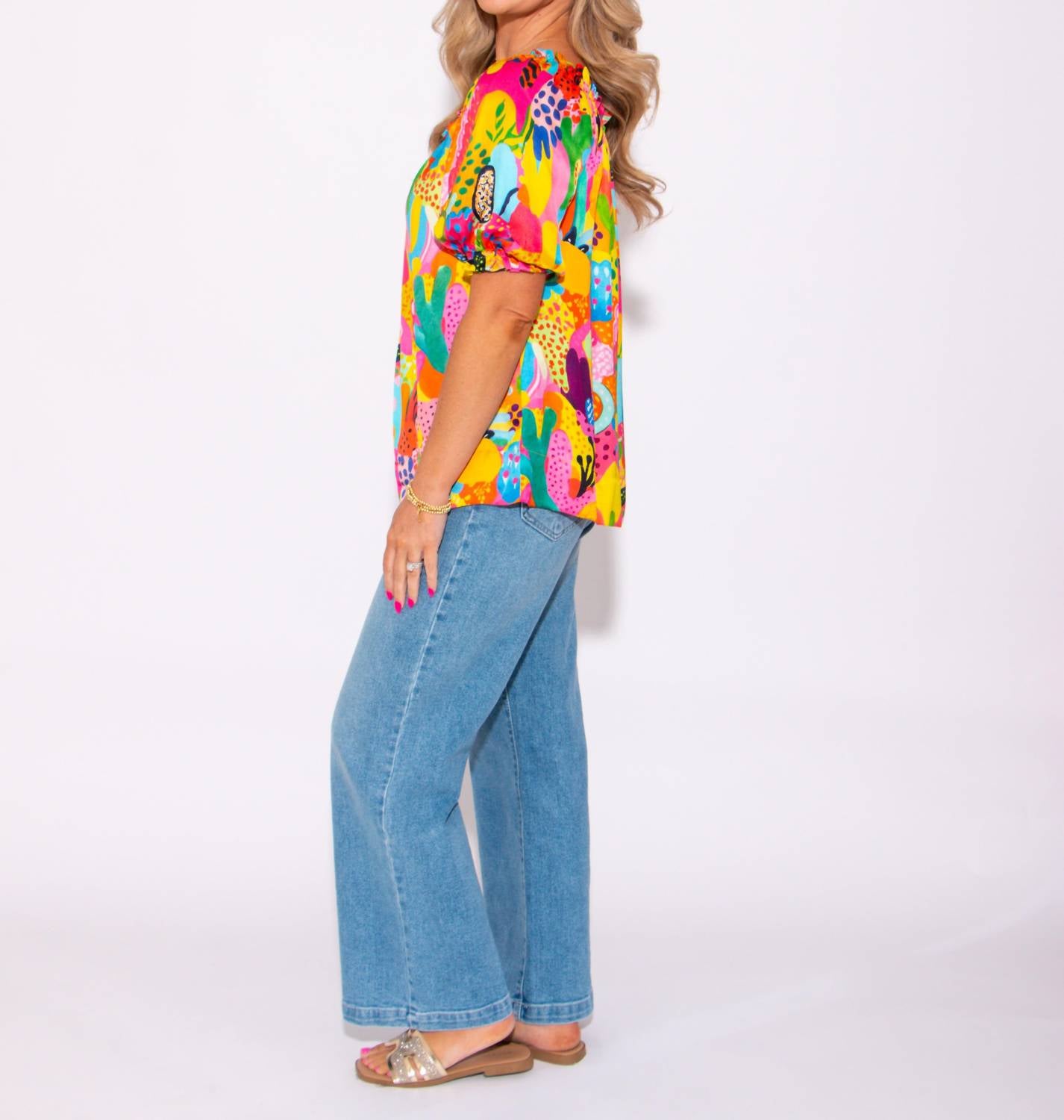 Ivy Jane - Tropical Satin Cactus Top