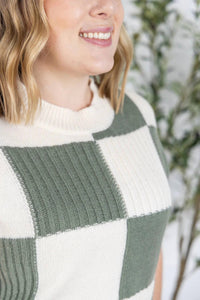 Michelle Mae - Checkered Short Sleeve Sweater