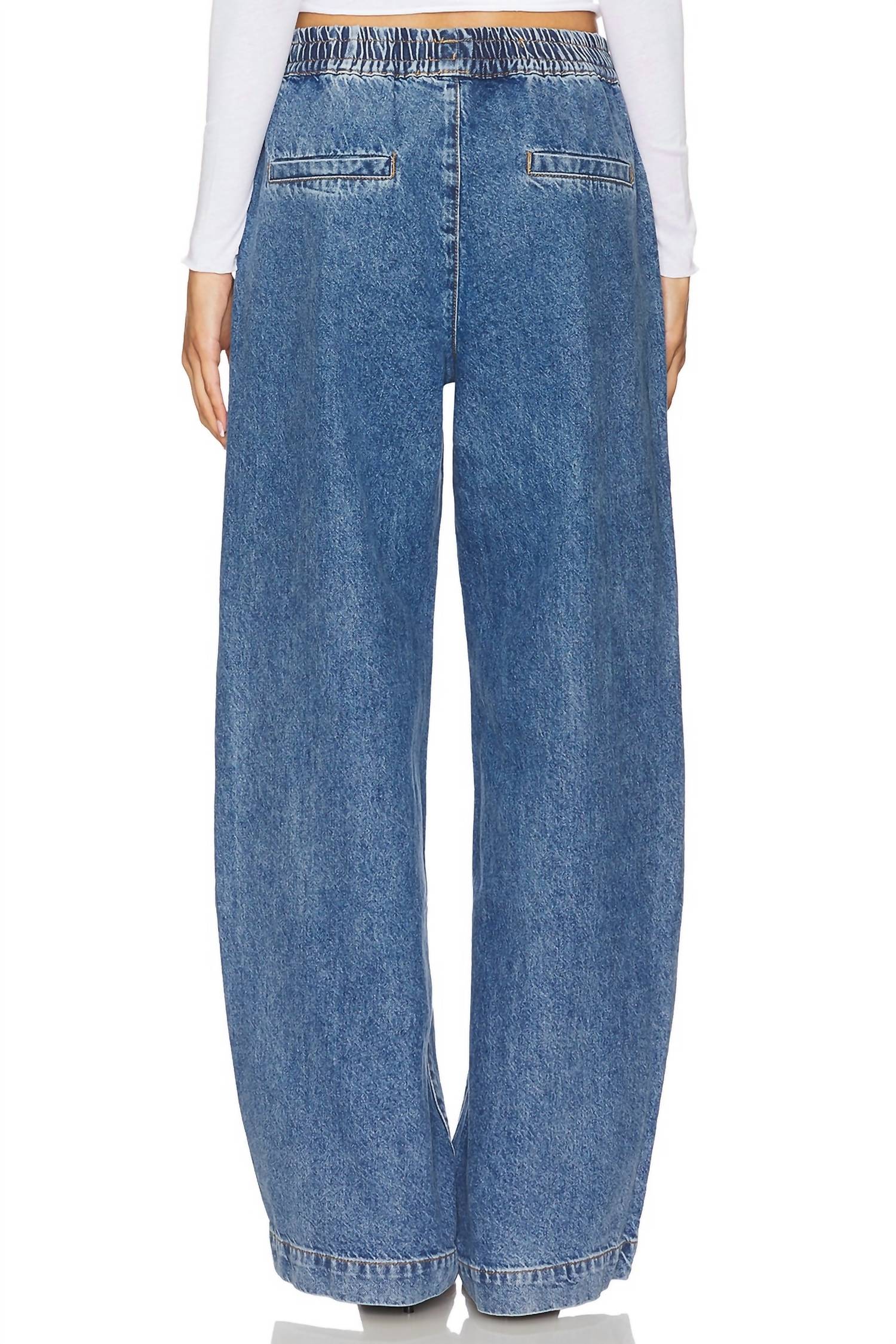 STEVE MADDEN Gilda Wide Leg Pants in blue denim - women's pants - detail view