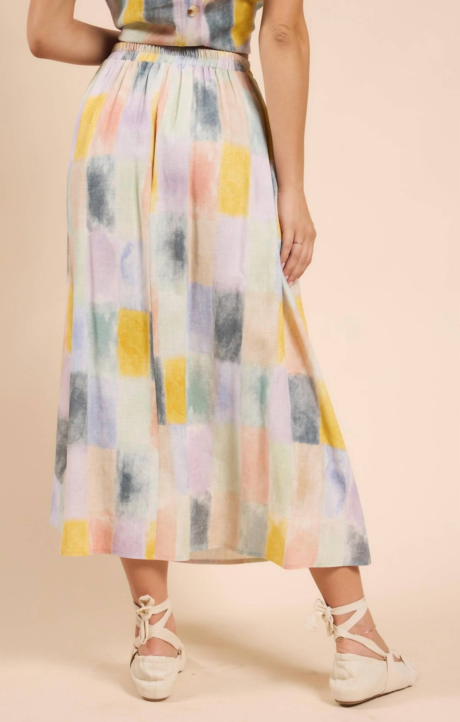 Sadie & Sage - Petrichor Gathered Elastic Midi Skirt