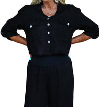 Look Mode Usa - Raw Edge Cropped Linen Jacket