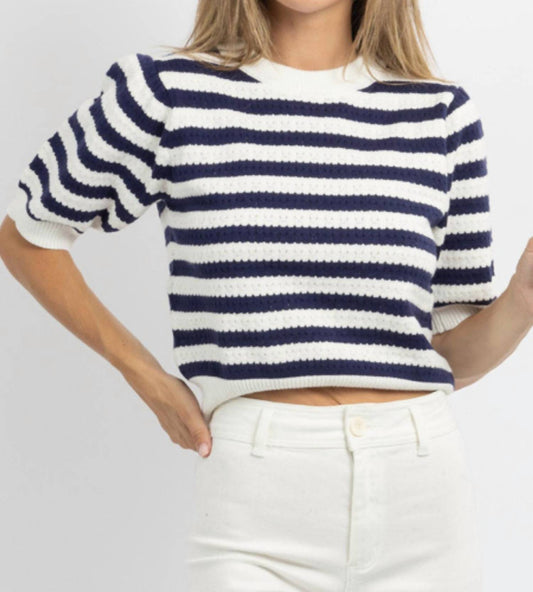 CECI STRIPED KNIT TOP